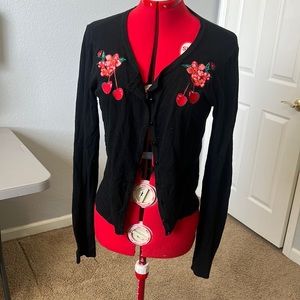 Voodoo vixen sz L cherry & blossom embroidered cardigan great condition as shown